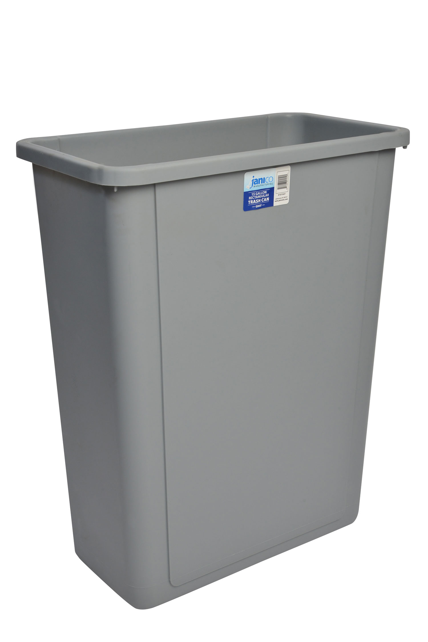 1015GY Grey Rectangular Garbage Can with 15 Gallon Capacity-0
