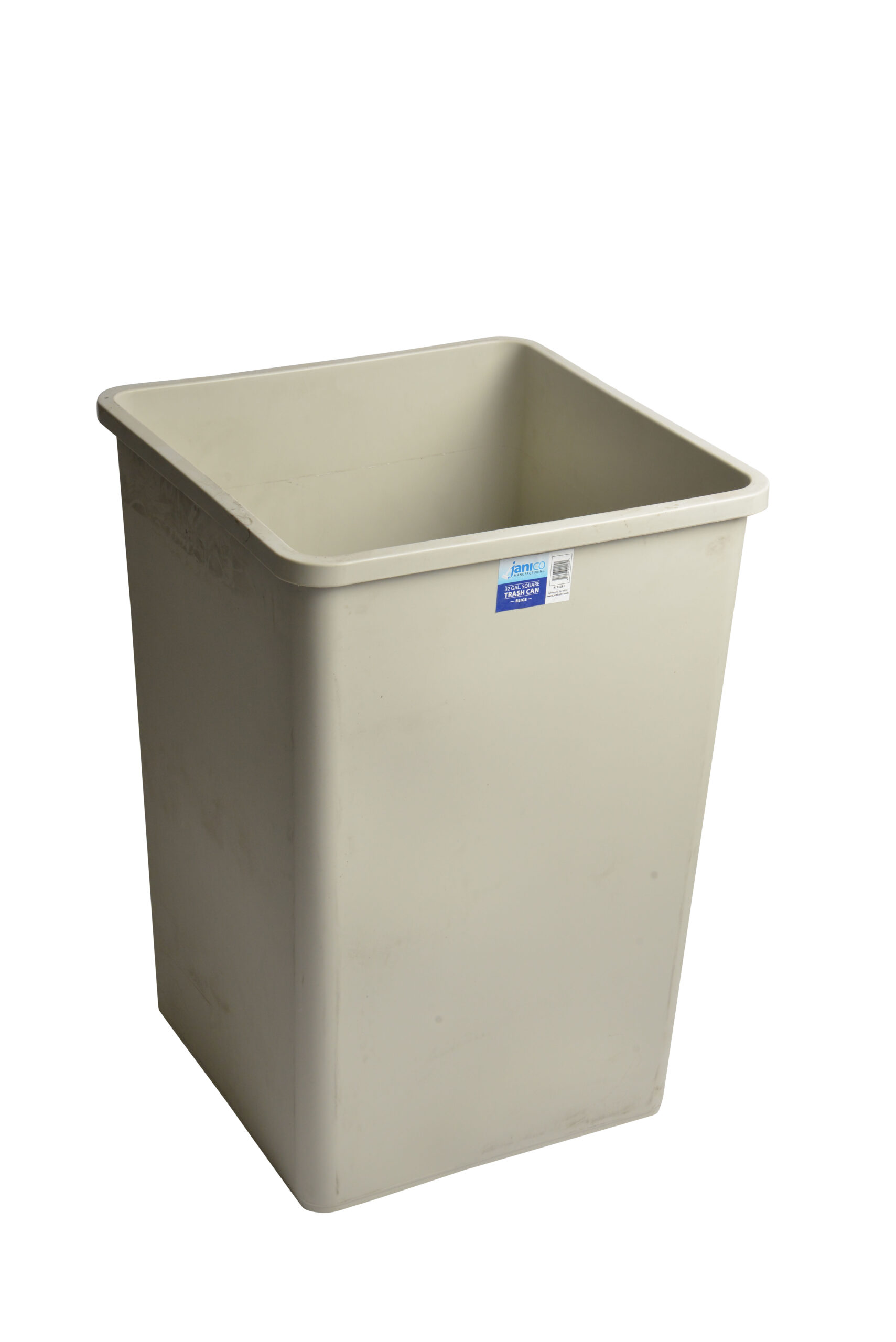 1232BE Beige Square Garbage Can with 32 Gallon Capacity-0