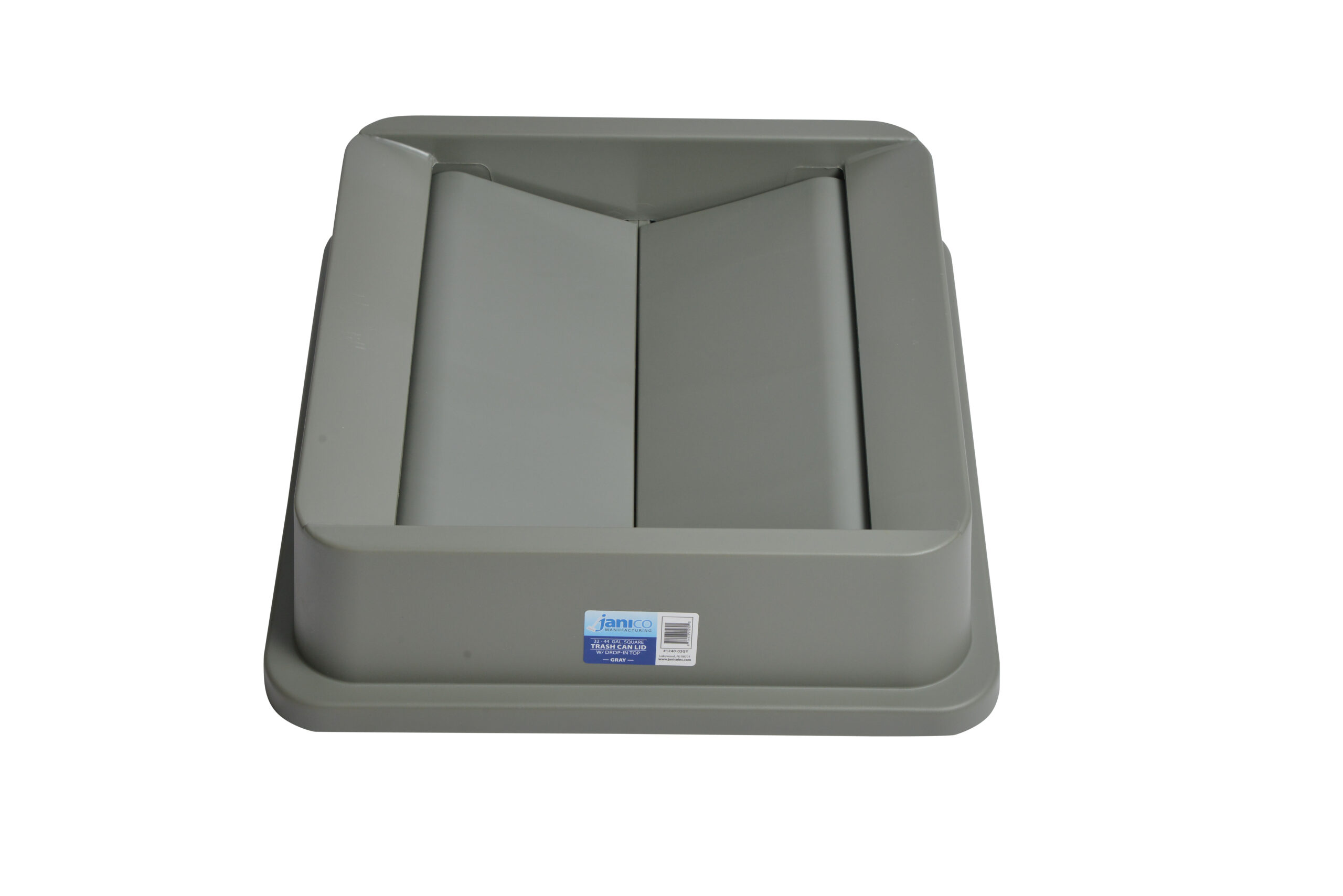 1240-02GYGrey Square Garbage Can Lid with Swing Top for 32 and 44 Gallon Garbage Cans-0