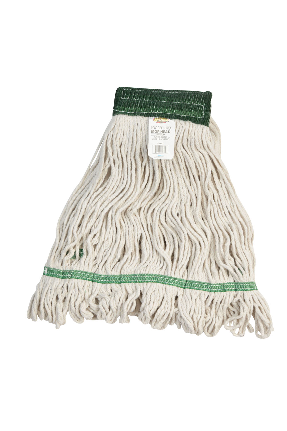 3141 Medium White Blended Cotton 5 Inch Wide Headband Looped End Mop Head-0