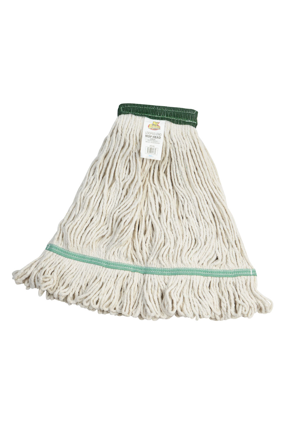 3142 Large White Blended Cotton 5 Inch Wide Headband Looped End Mop Head-0