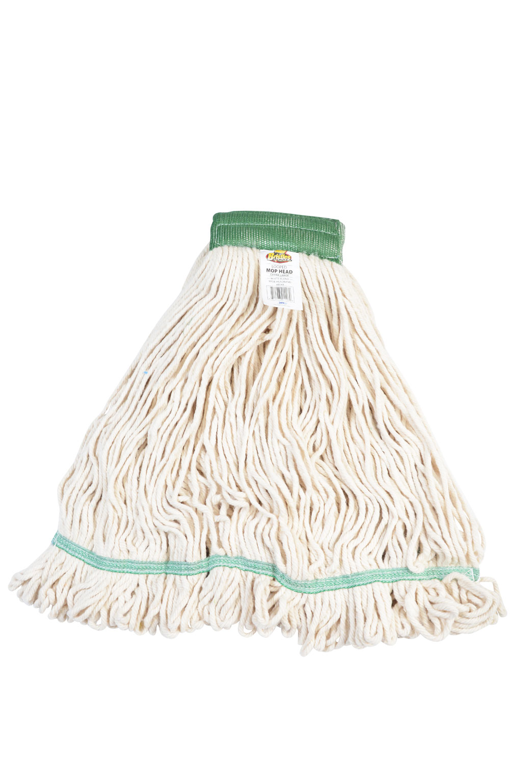 3143 X-Large White Blended Cotton 5 Inch Wide Headband Looped End Mop Head-0