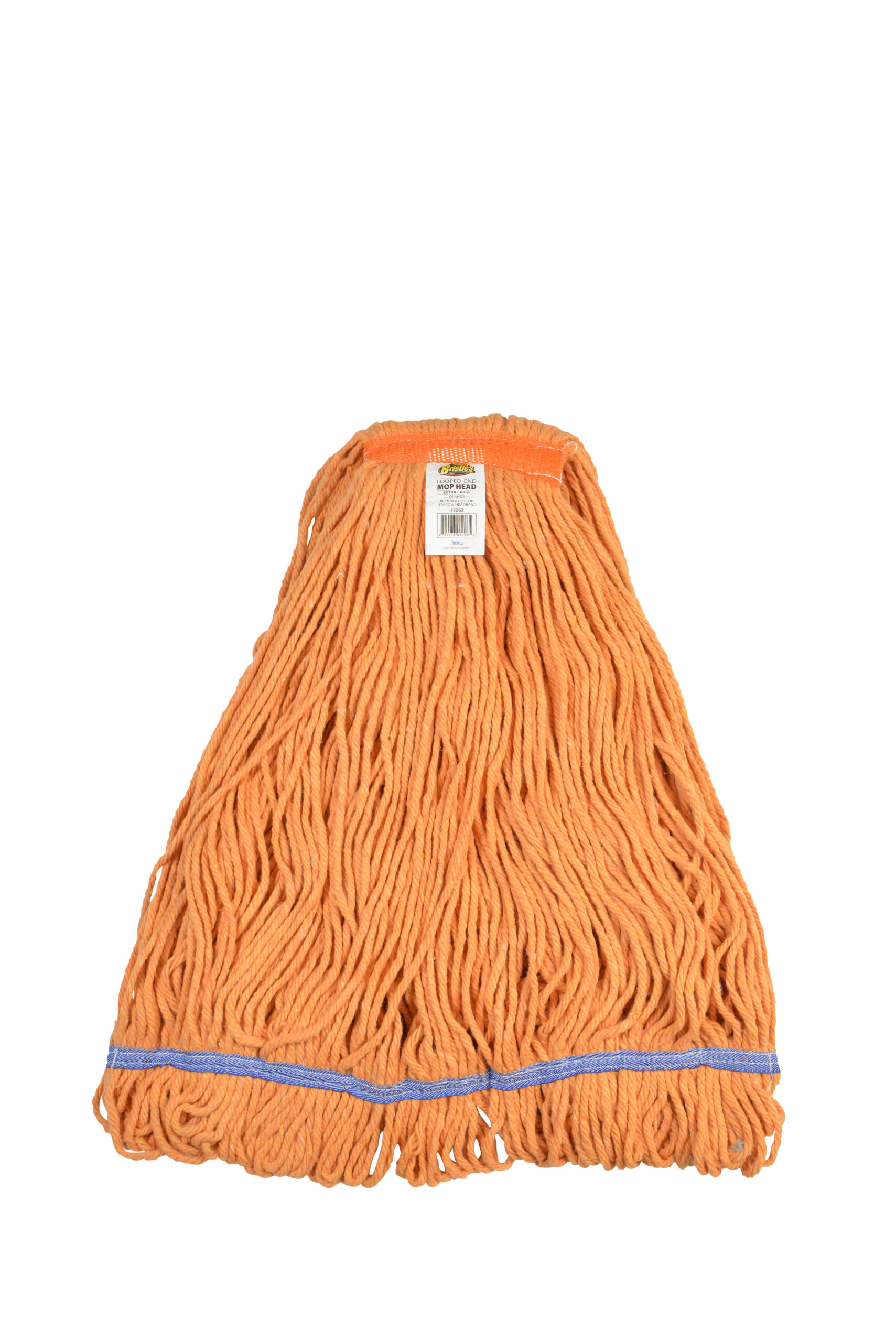 3263 X-Large Orange Blended Cotton 1 Inch Narrow Headband Looped End Mop Head-0