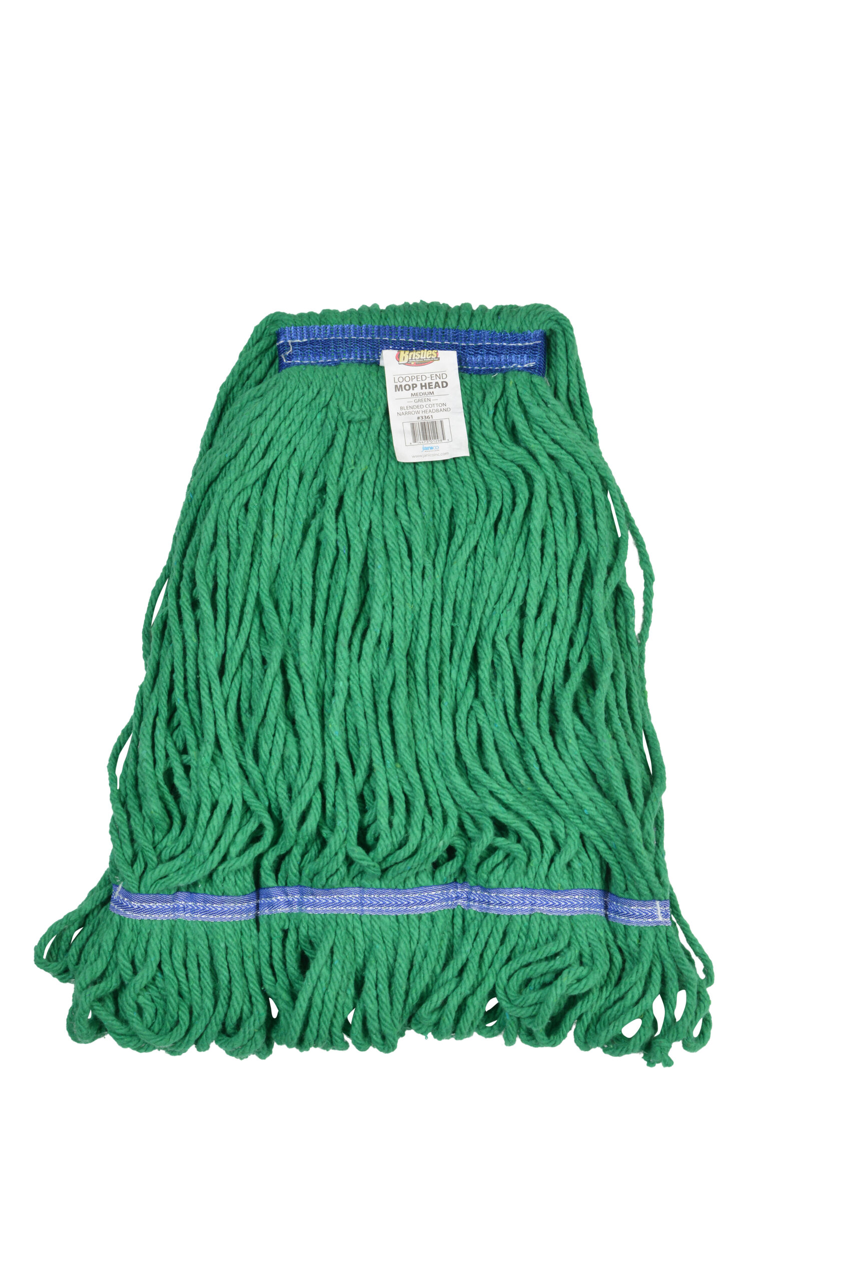 3361 Medium Green Blended Cotton 1 Inch Narrow Headband Looped End Mop Head-0