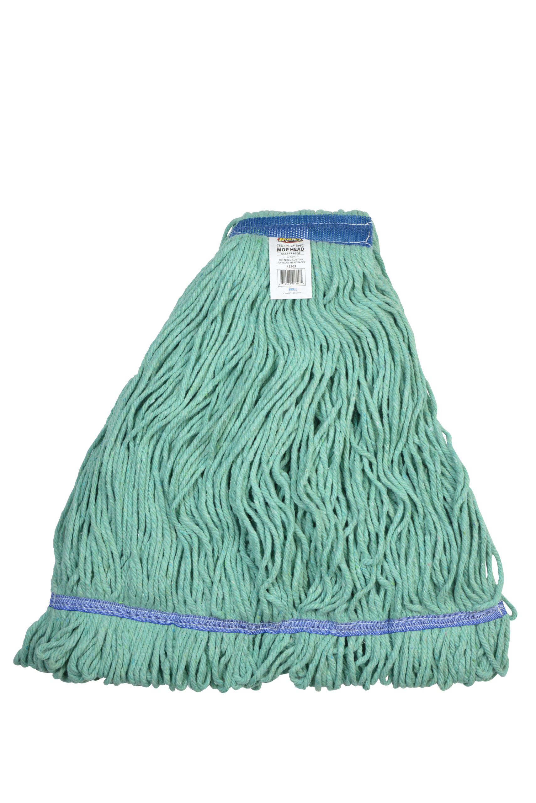 3363 X-Large Green Blended Cotton 1 Inch Narrow Headband Looped End Mop Head-0