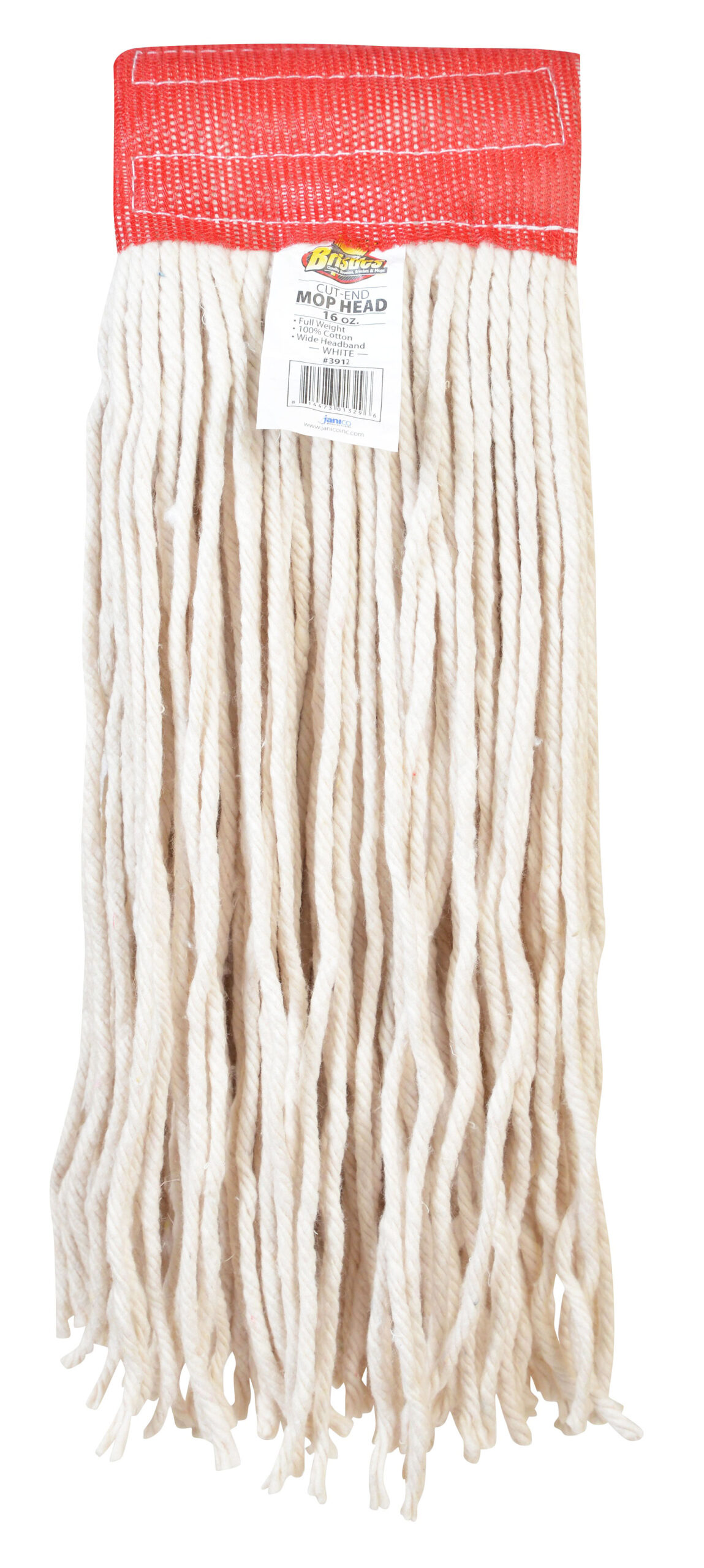 3912 12oz Full Weight Cotton Cut End Mop Head with 5 Inch Wide Headband-0