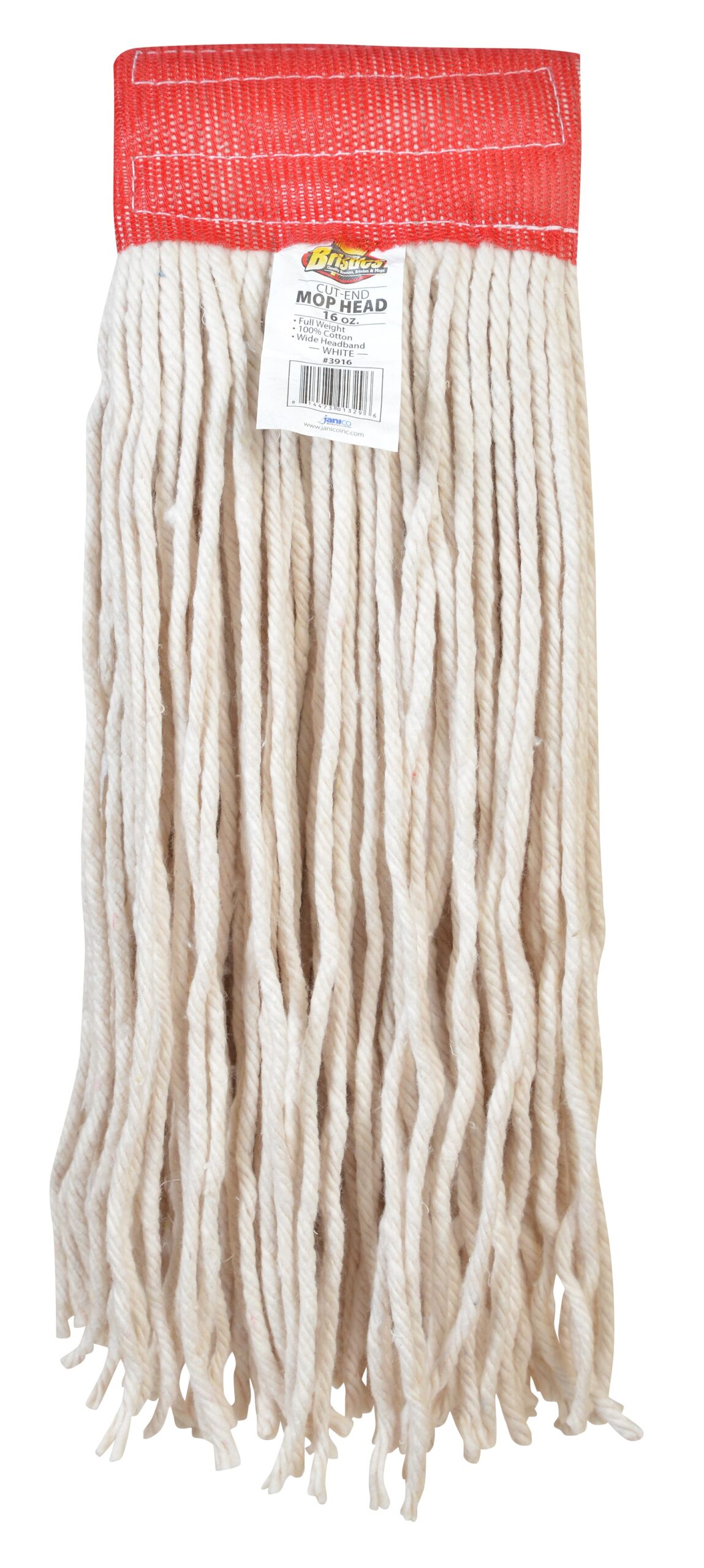 3916 16oz Full Weight Cotton Cut End Mop Head with 5 Inch Wide Headband-0