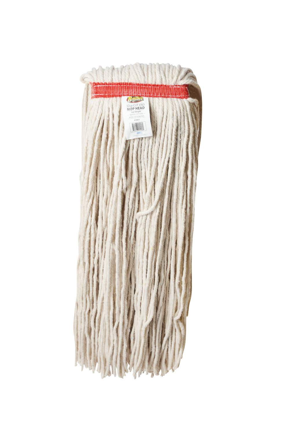3964 32oz Full Weight Cotton Cut End Mop Head with 1 Inch Narrow Headband-0