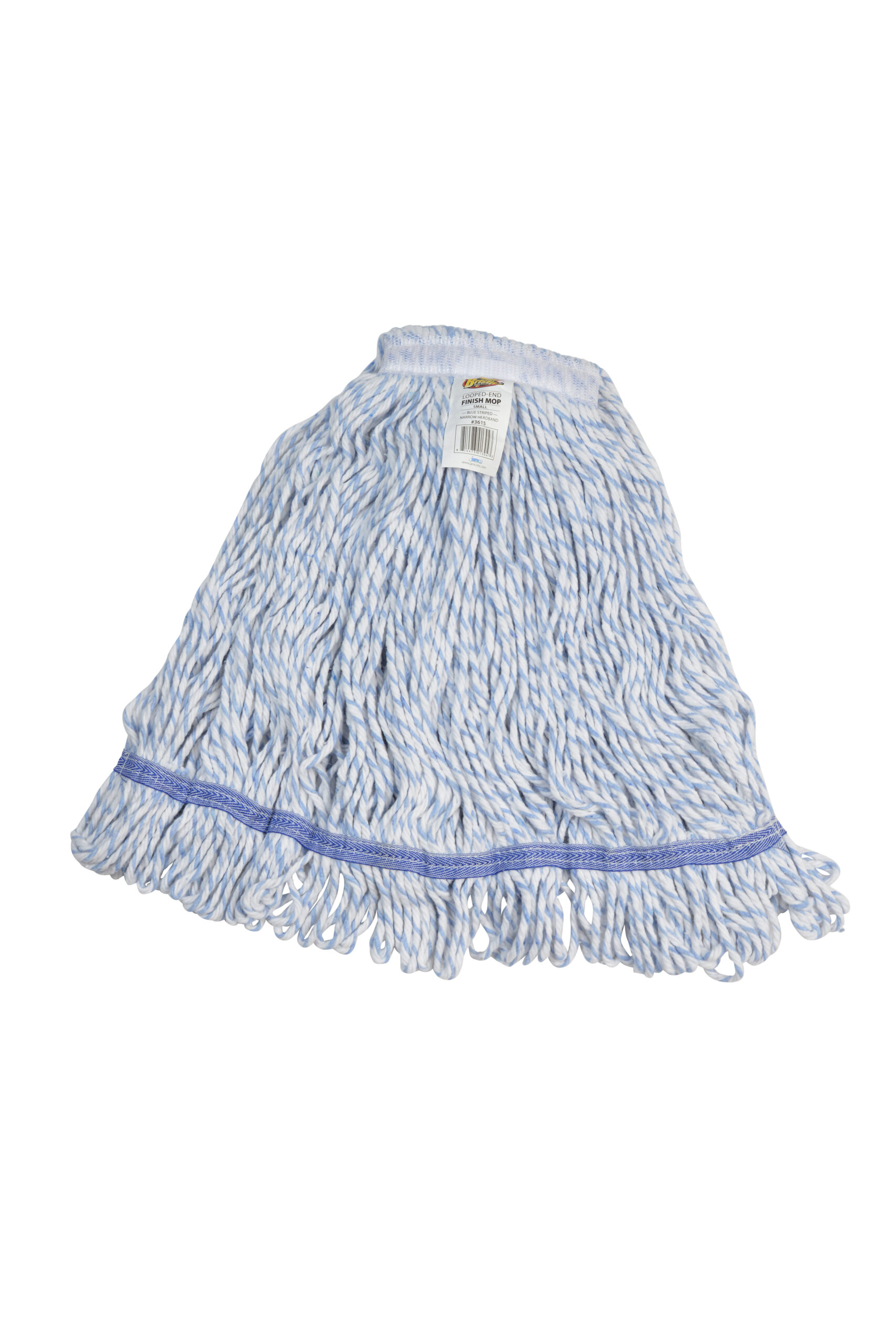3615 Small Looped End Blue Striped Finish Mop Head NB-0