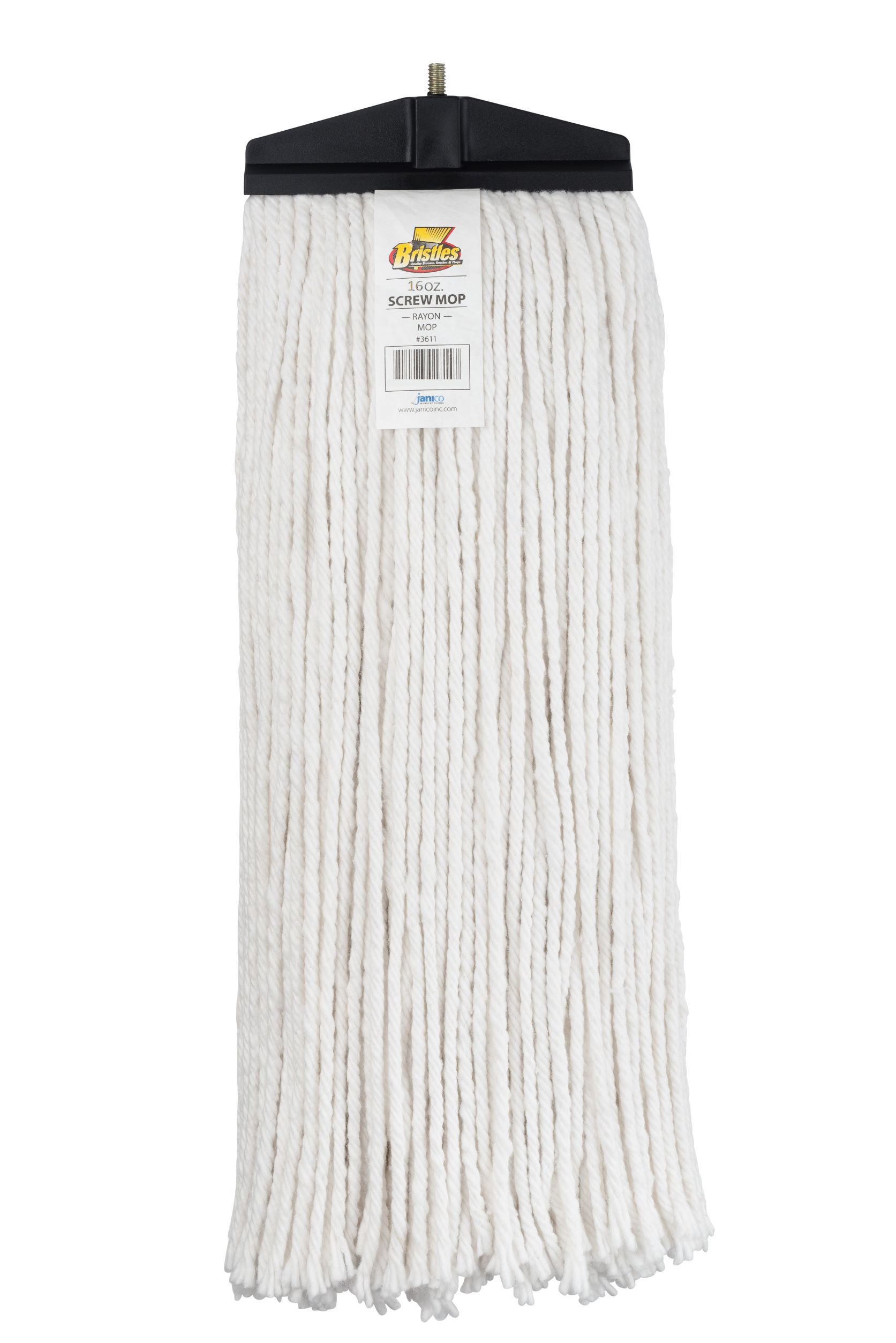 #3611 - 16oz Rayon Cut End Screw Mop with Plastic cover (packed 12)-0