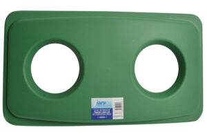 Green Rectangular Garbage Can Lid with Two Holes for Cans